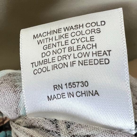 Jane and Delancey Tank Top Womens Small Tropical Palm Leaf Blouson Woven Brown - Picture 6 of 7